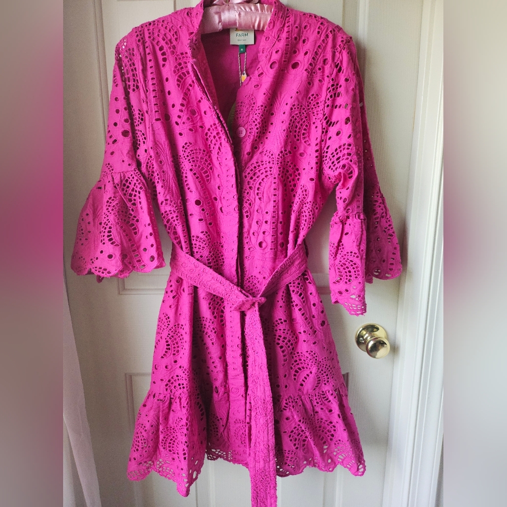 FARM Rio Fuchsia Eyelet Dress